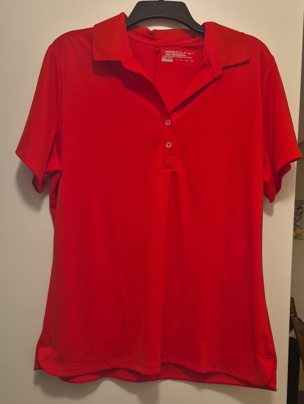 Nike Women's Red Short-Sleeve Button Polo